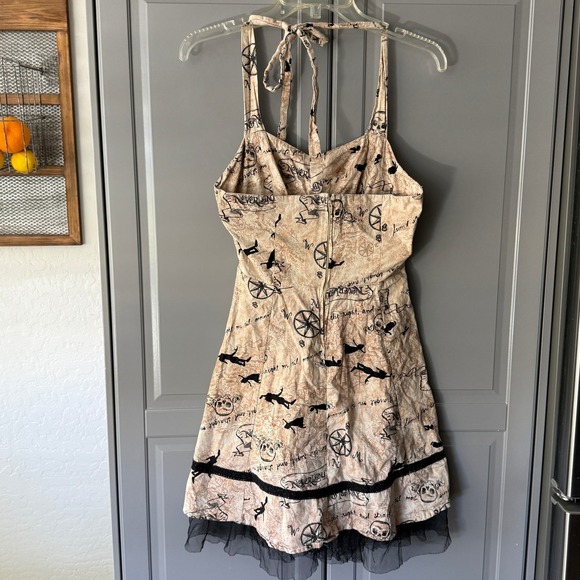 Hot Topic Disney Peter Pan Halter Sweetheart Dress, Tan Black, M - Picture 7 of 15